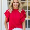 Clothing * | Classical Strut & Bolt Leann Top- Red Tops