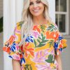 Trending * | Hot Sale Pastel Design Tops Flora Top- Orange