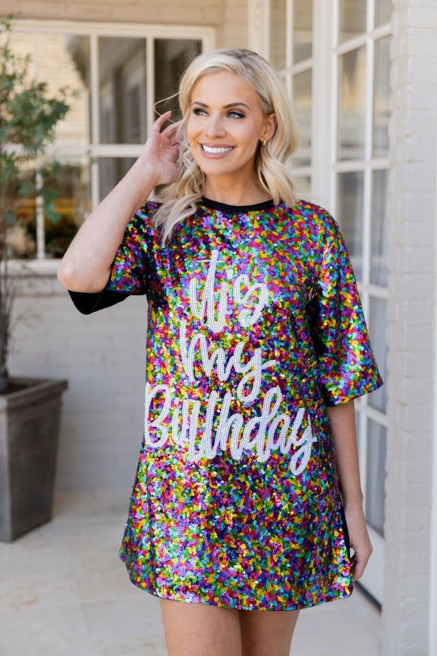 Clothing * | Exactly Discount Why Dress "It'S My Birthday" Dress- Black