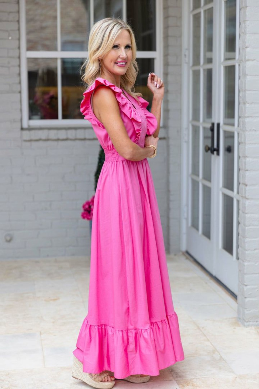 Trending * | Top Sellers Dresses Ophelia Dress- Fuchsia By Karlie