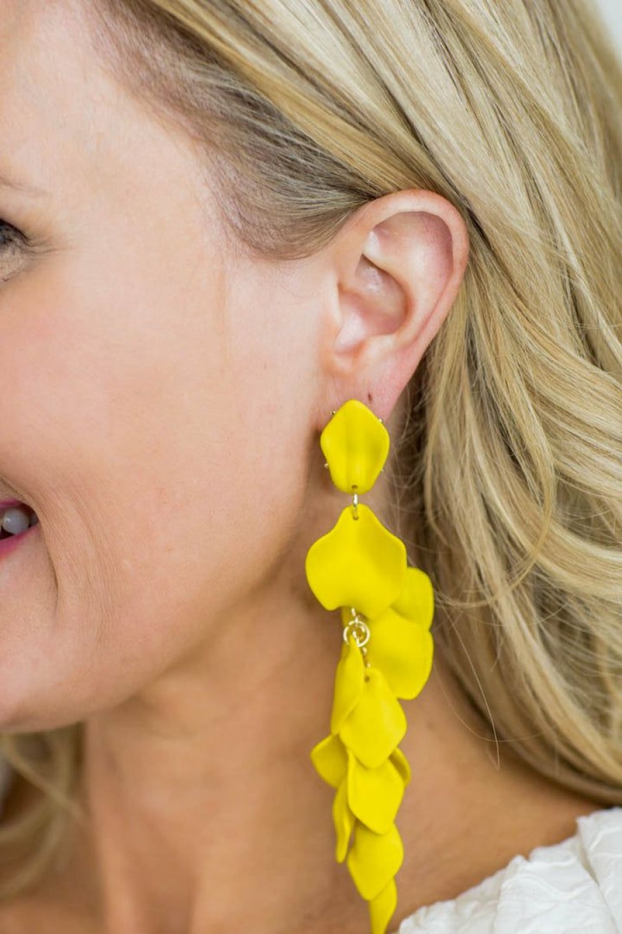 Jewelry * | Cheaper * Felicity Flower Petal Earrings- Yellow Resort Collection