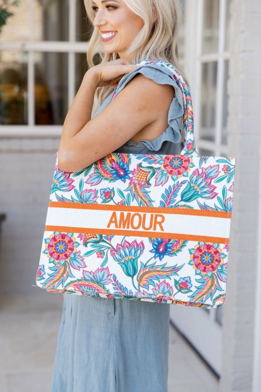 Accessories * | Bestsellers Icco Accessories Amour Tropical Tote- Orange