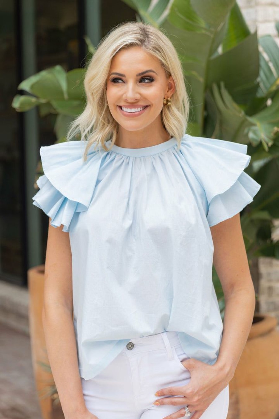 Trending * | Top Sellers Pinch Tops Liya Top- Light Blue