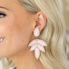 Jewelry * | Excellent Mervielle Accessories Leaf Beaded Earrings- Pink