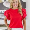 Clothing * | Bestsellers Strut & Bolt Christian Top- Red