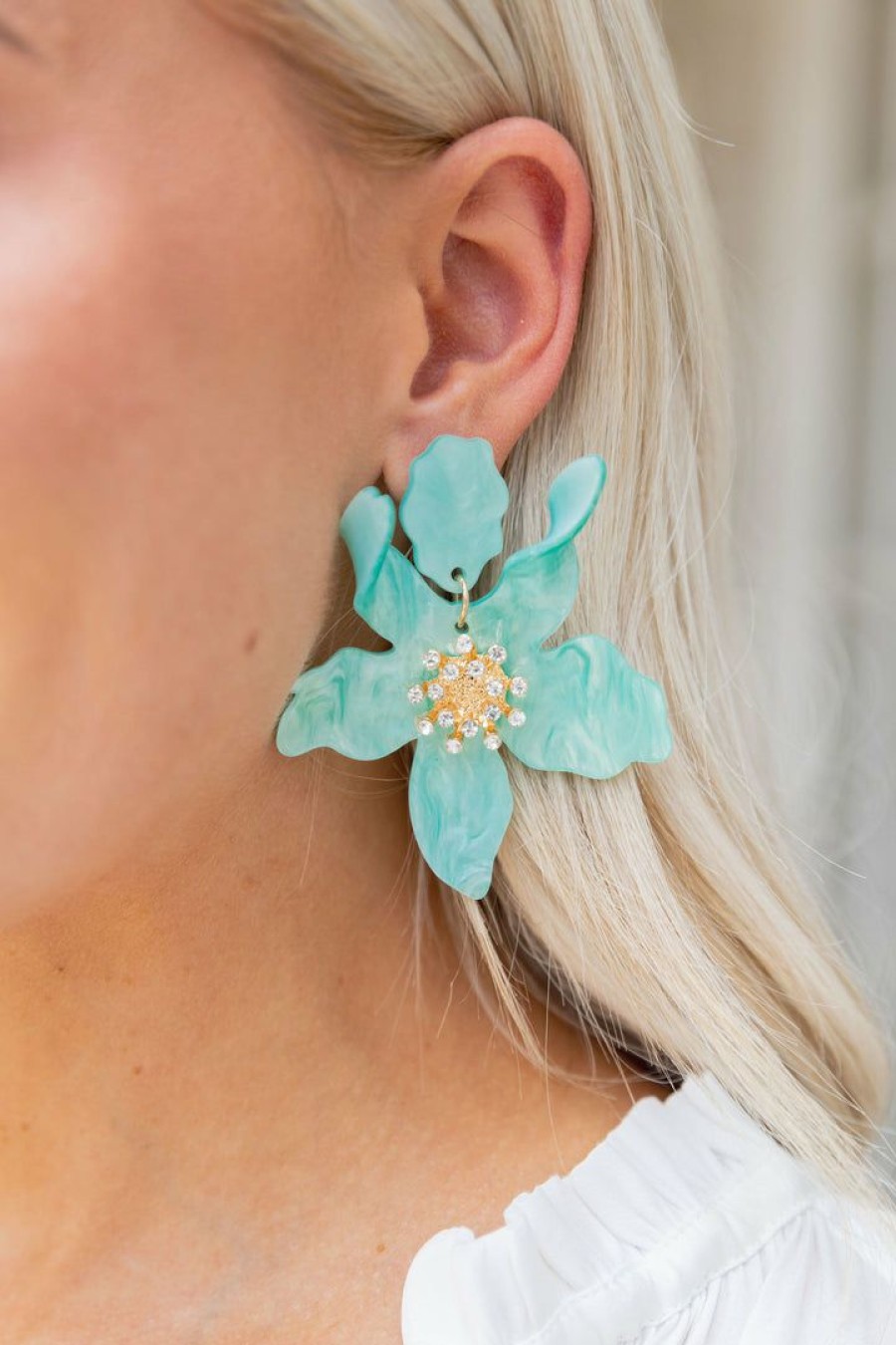 Jewelry * | Excellent * Claudia Flower Earrings- Teal Summer Of Color