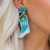 Jewelry * | Shoping Us Jewelry House Yee-Haw Cowboy Boots Beaded Earrings- Turquoise Accessories