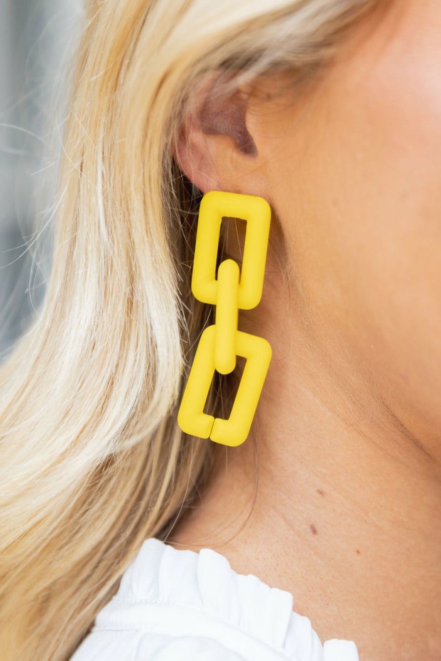 Jewelry * | Excellent * Geo Link Drop Earrings- Yellow