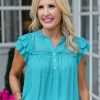 Clothing * | Discount Mine And E&M Rosaline Top- Teal Tops