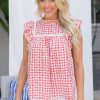 Clothing * | Classical In Loom Adalyn Top Gingham- Red