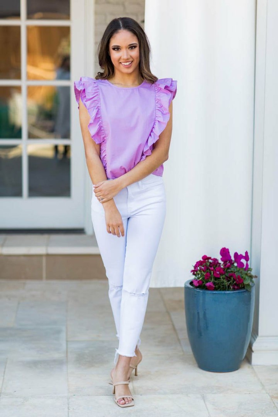 Clothing * | Quick Delivery Tcec Whitney Top- Lilac