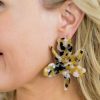 Jewelry * | Hot Sale La3Accessories Best Dressed Guest Iris Flower Drop Earrings- Tortoise