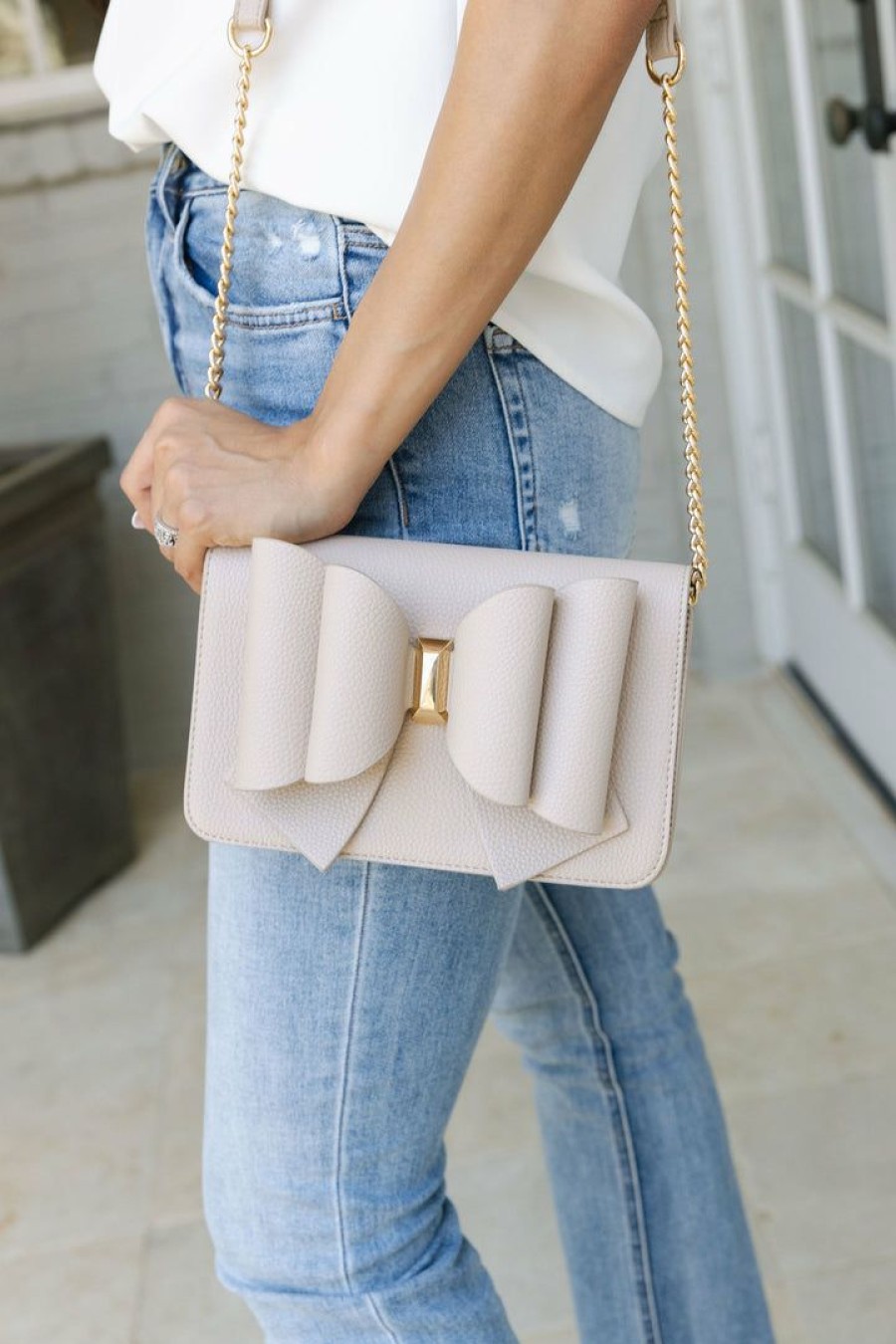 Accessories * | Special Like Dreams Cassie Bow Bag- Beige