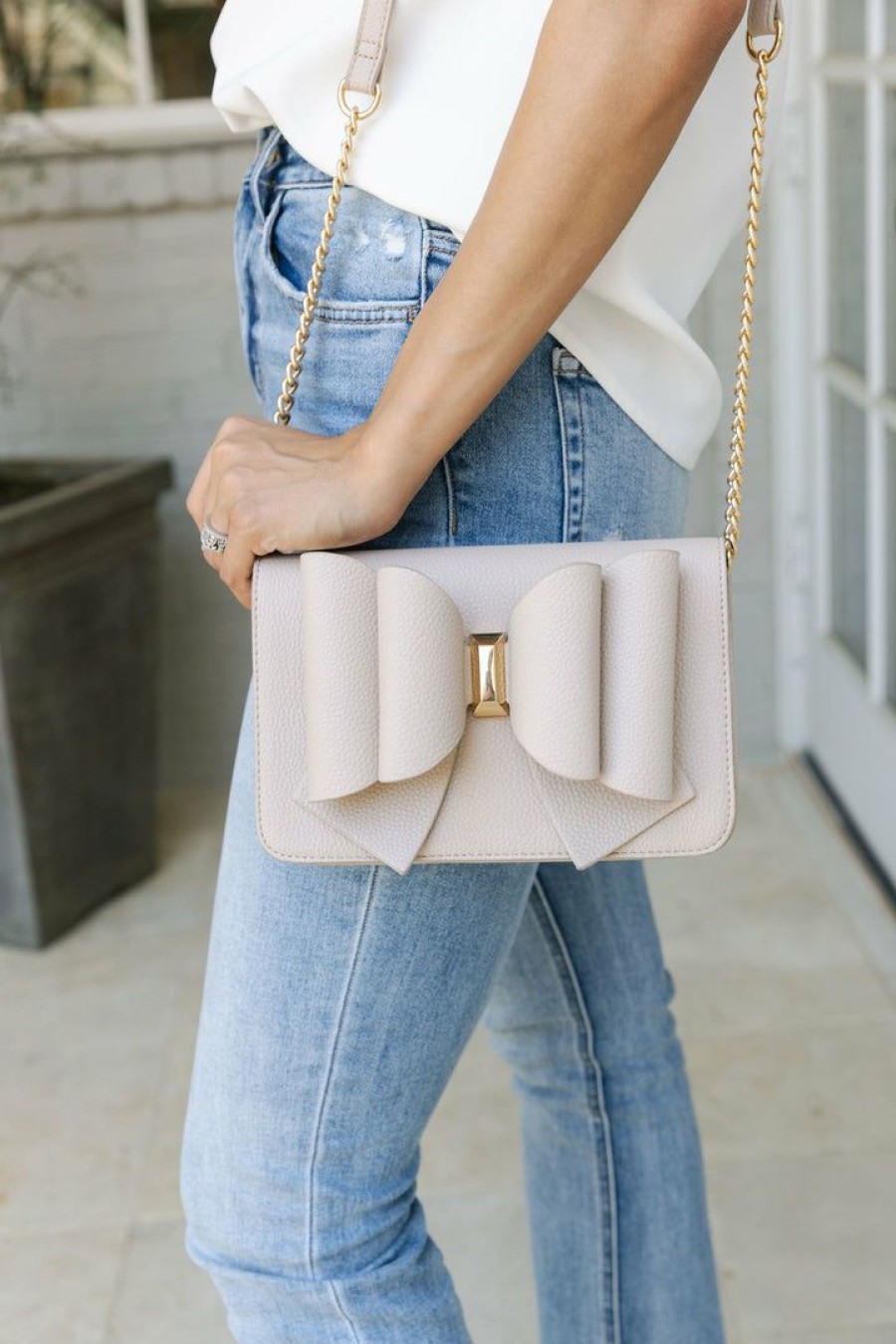 Accessories * | Special Like Dreams Cassie Bow Bag- Beige