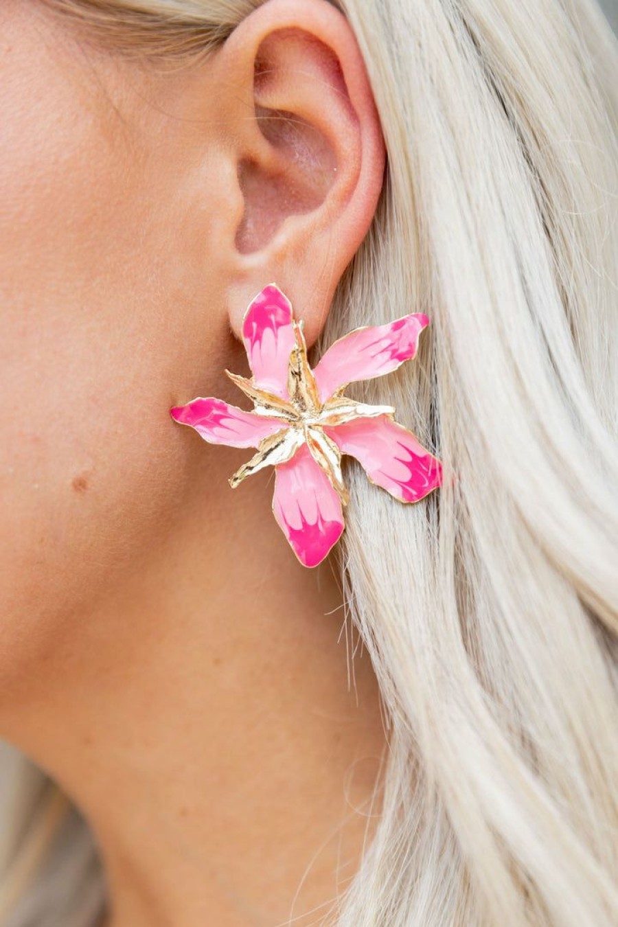 Jewelry * | Discount * Accessories Goldie Flower Earrings- Pink