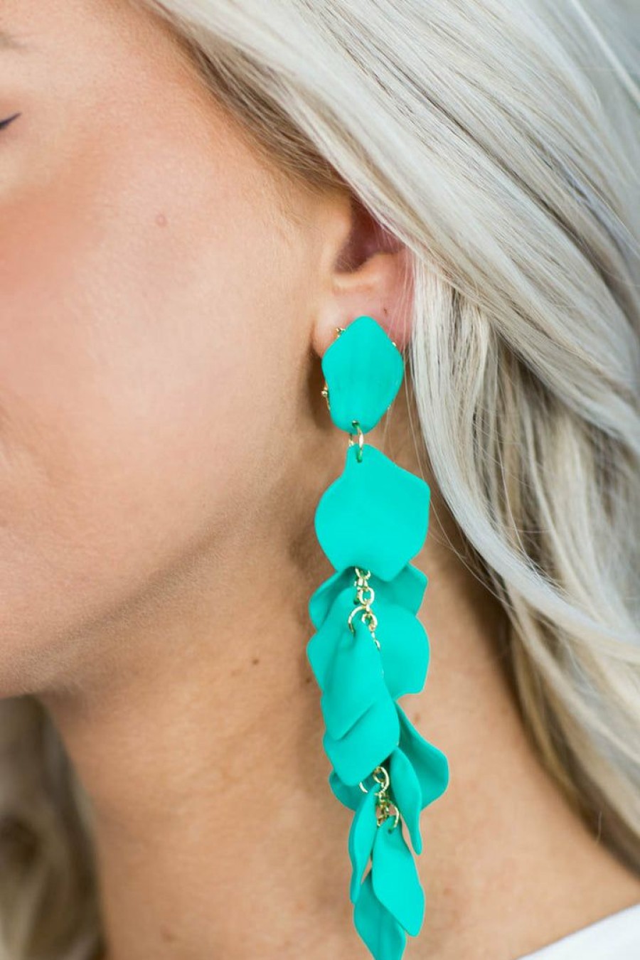 Jewelry * | Excellent * Felicity Flower Petal Earrings- Teal