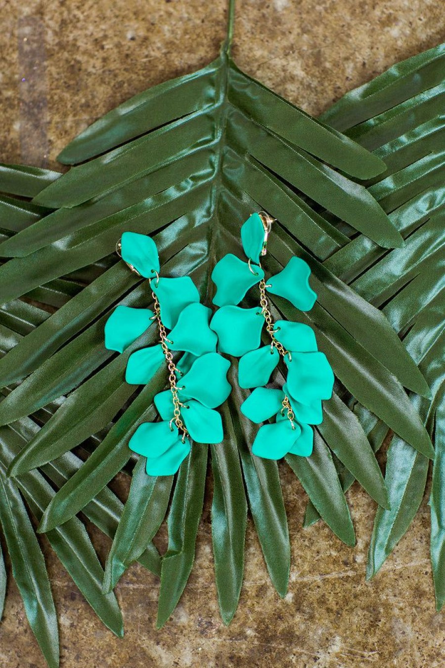 Jewelry * | Excellent * Felicity Flower Petal Earrings- Teal