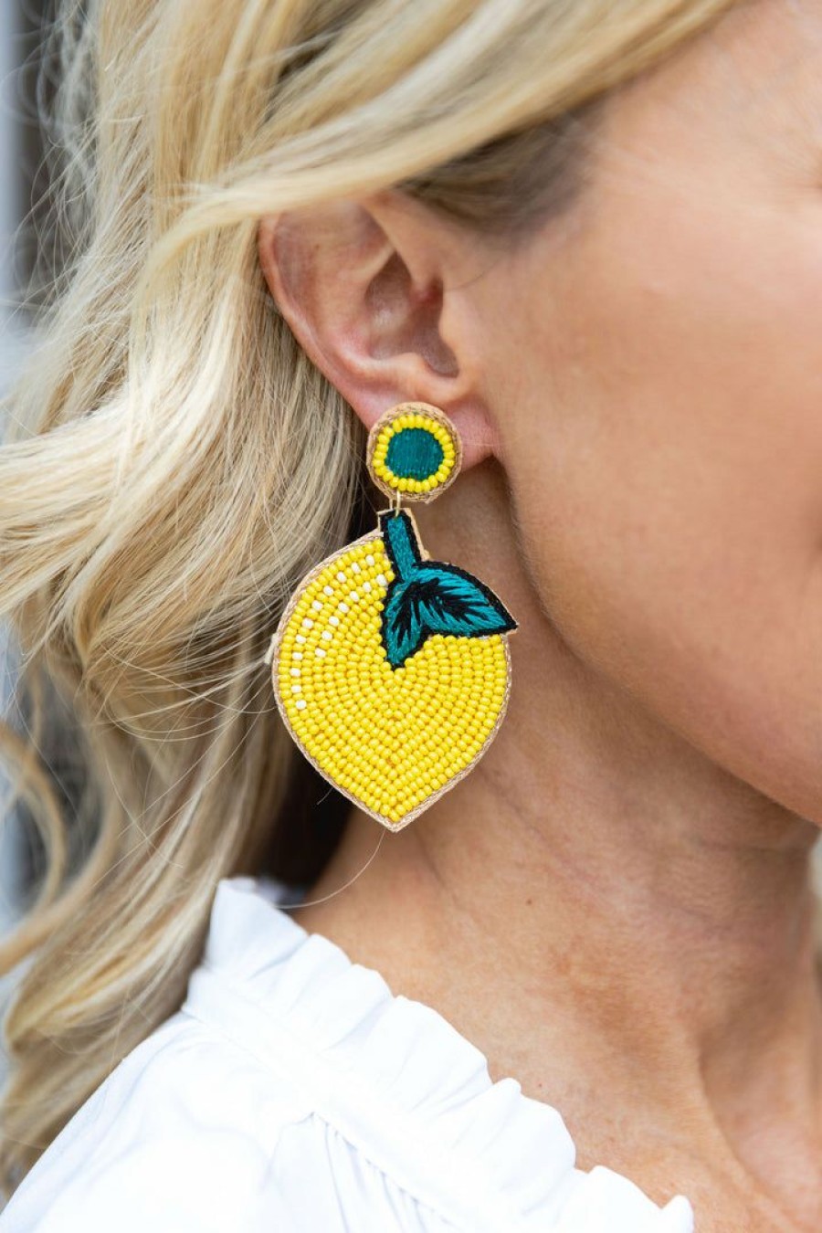 Jewelry * | Special Fashion City Summer Of Color Lemon Beaded Earrings