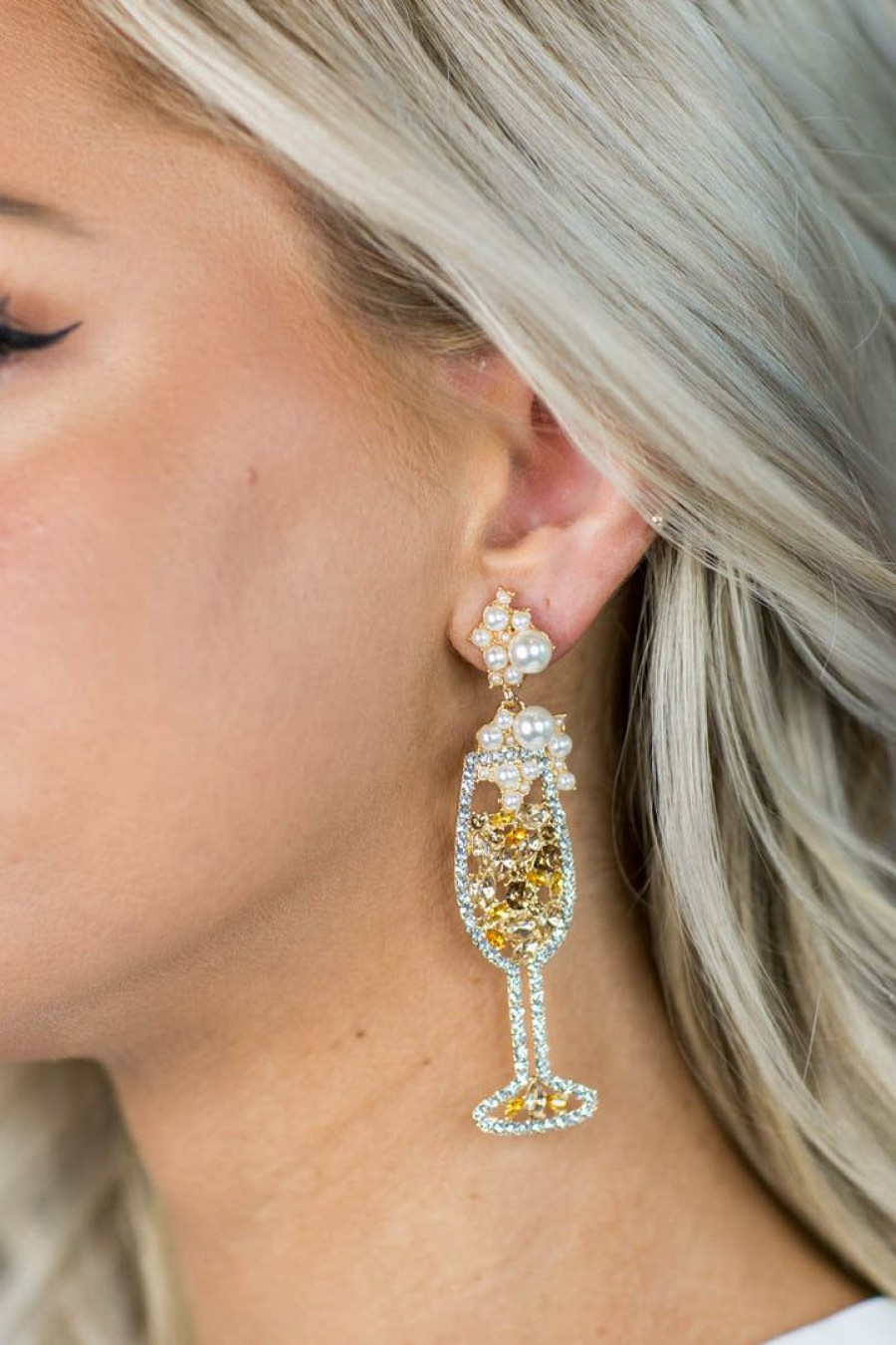 Jewelry * | Exactly Discount * Accessories Champagne Earrings