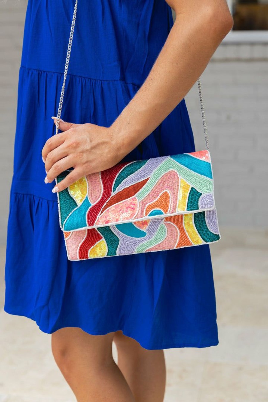 Accessories * | Hot Sale La Chic Designs Summer Of Color Allie Beaded Clutch