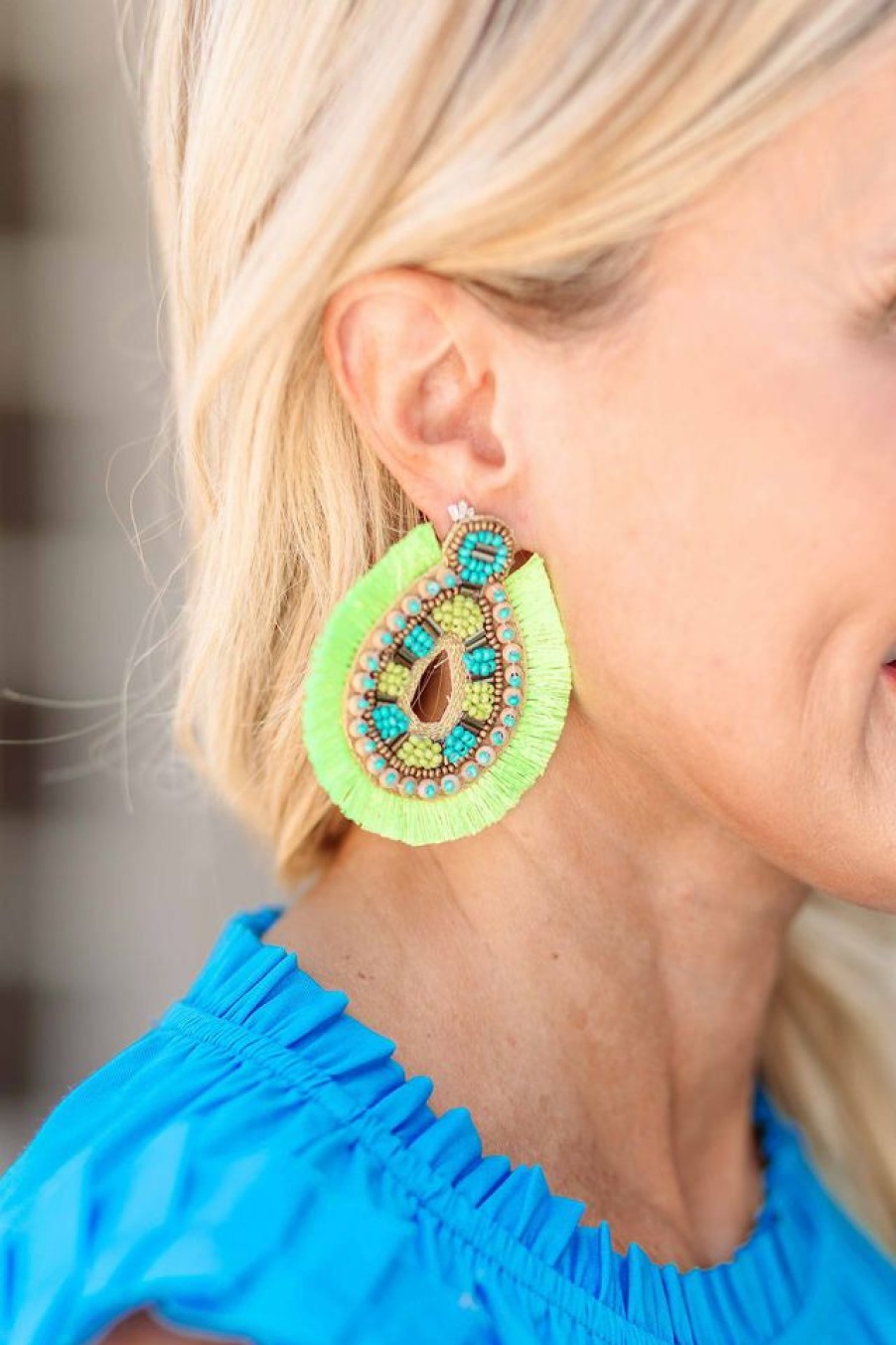 Jewelry * | Bestsellers Mervielle Summer Of Color Liani Earrings- Green