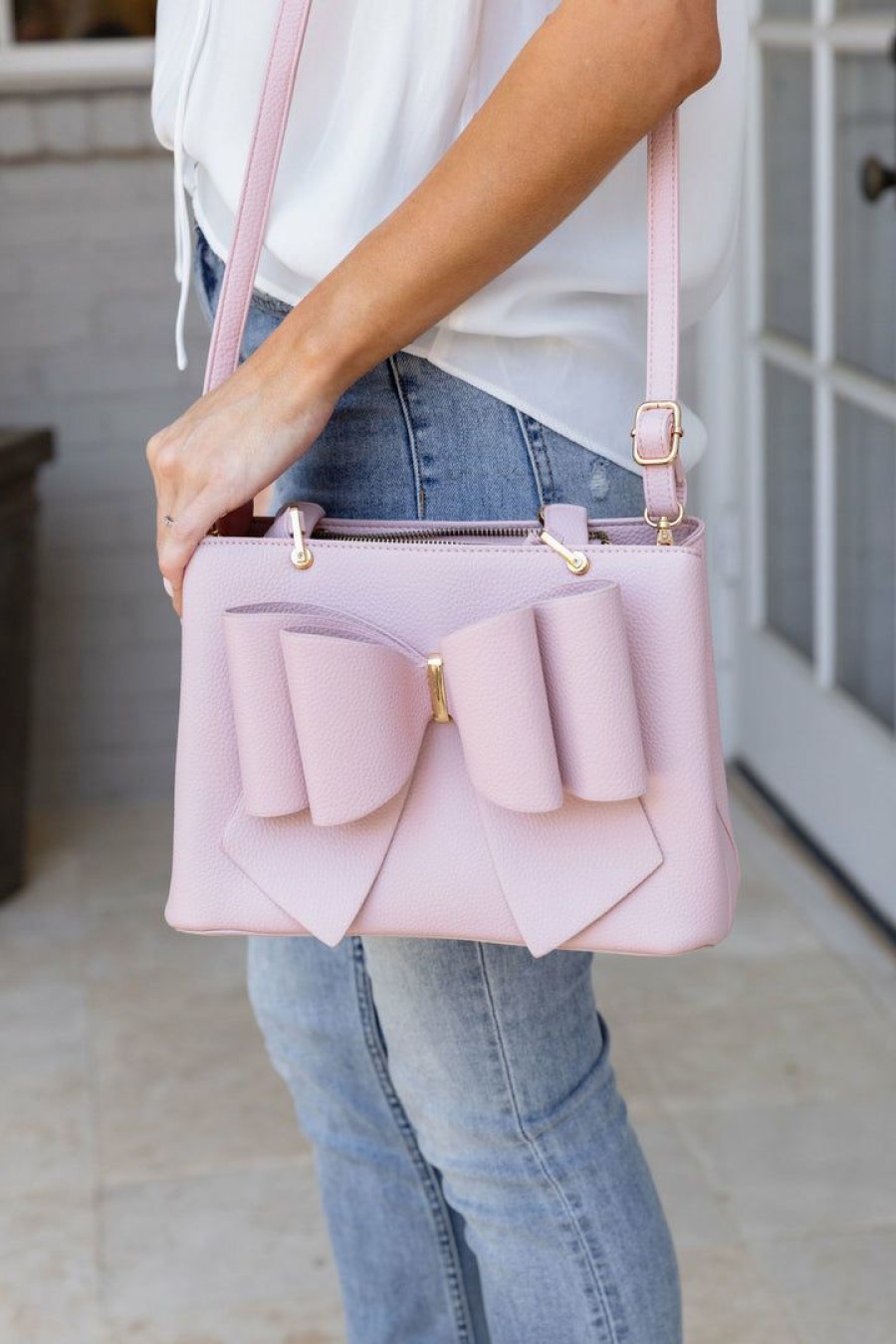 Accessories * | Cheap Like Dreams Summer Of Color Jenna Bow Bag- Pink