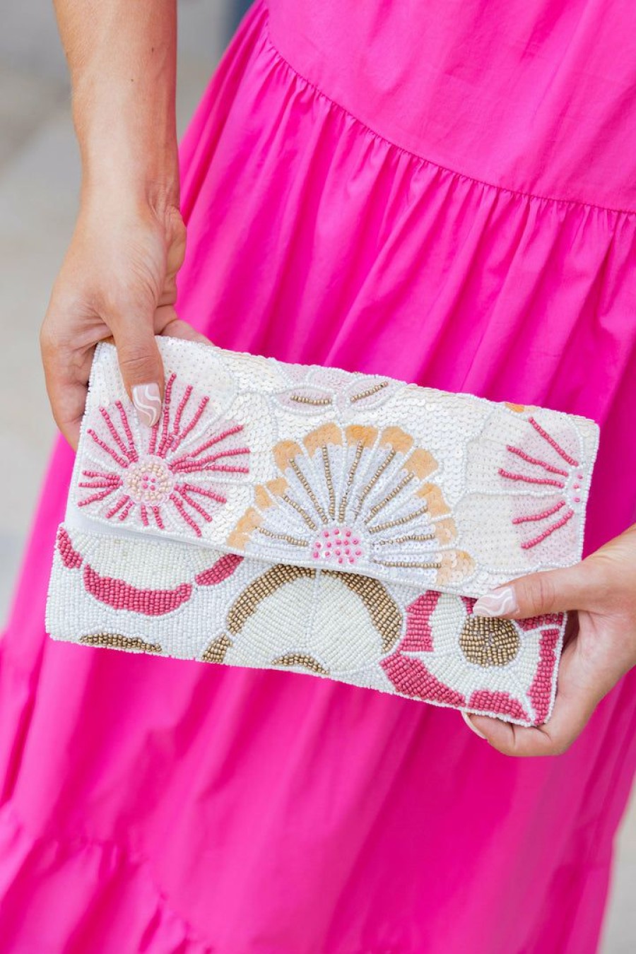 Accessories * | Top Sellers La Chic Designs Summer Of Color Elyse Beaded Clutch