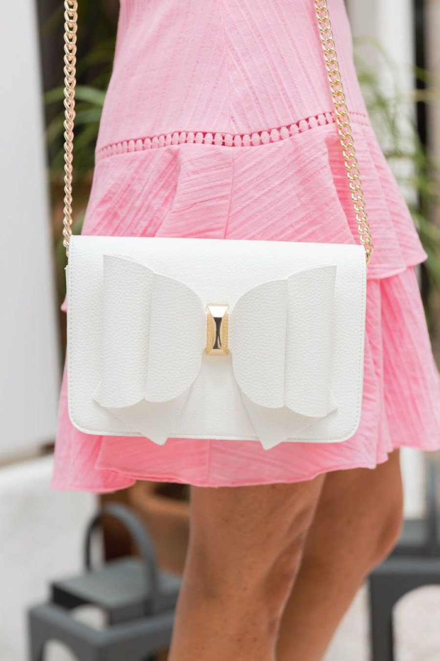 Accessories * | Special Offers Like Dreams Summer Of Color Cassie Bow Bag- White